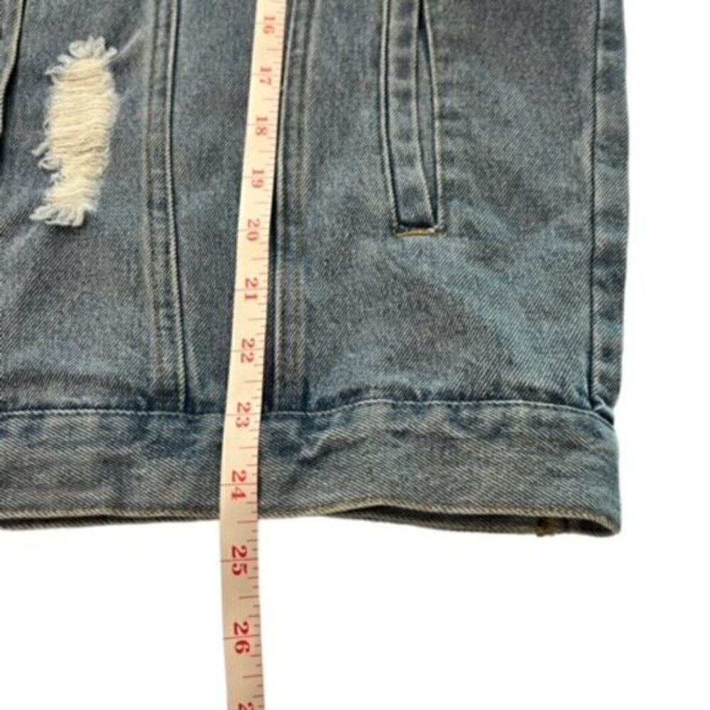 Love Tree Sleeveless Denim Jacket Vest Size Large Distressed Raw Hem BOHO - Picture 4 of 9